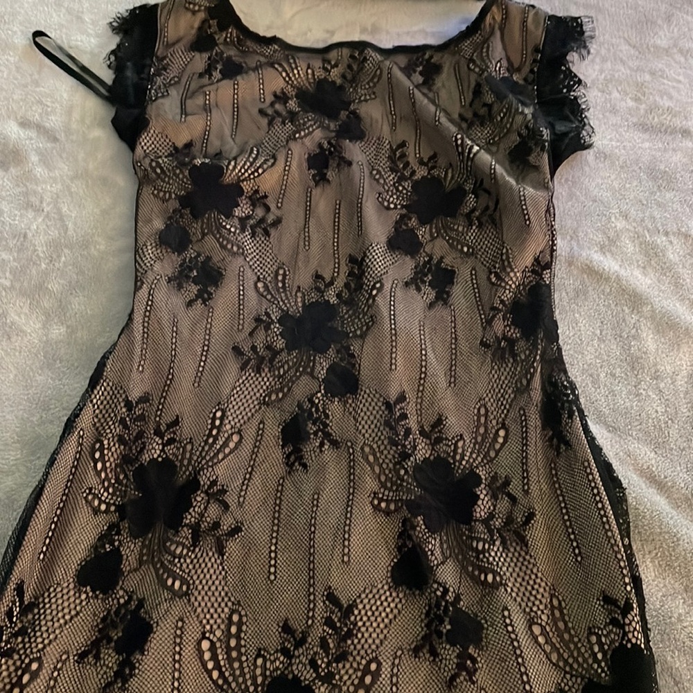 Black lace mini dress